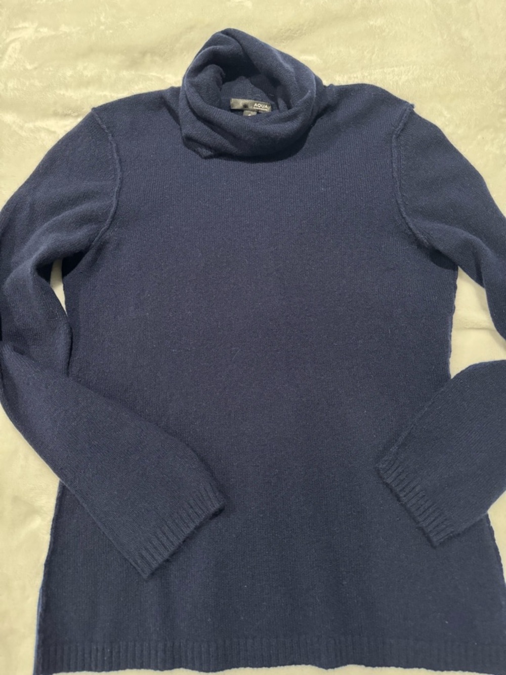 Aqua Navy Women's Cashmere Cowl Neck Sweater